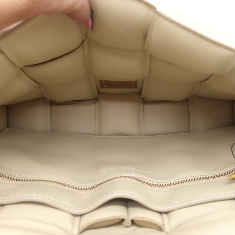 Bottega Veneta Maxi Padded Chain Cassette Bag Beige Intrecciato Leather NEW