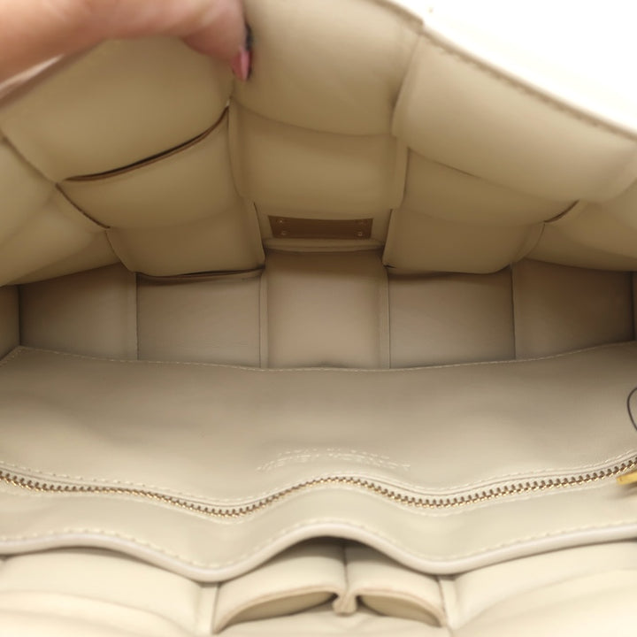 Bottega Veneta Maxi Padded Chain Cassette Bag Beige Intrecciato Leather NEW
