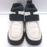 Prada Calf Hair Hiking Boots Cream Size 40 Front-Strap Ankle Boots