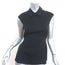 Prada Button-Back Blouse Black Stretch Cotton Size 38 Cap Sleeve Collared Top