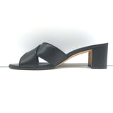 Manolo Blahnik Otawi Crisscross Mules Black Leather Size 41 Open Toe Sandals