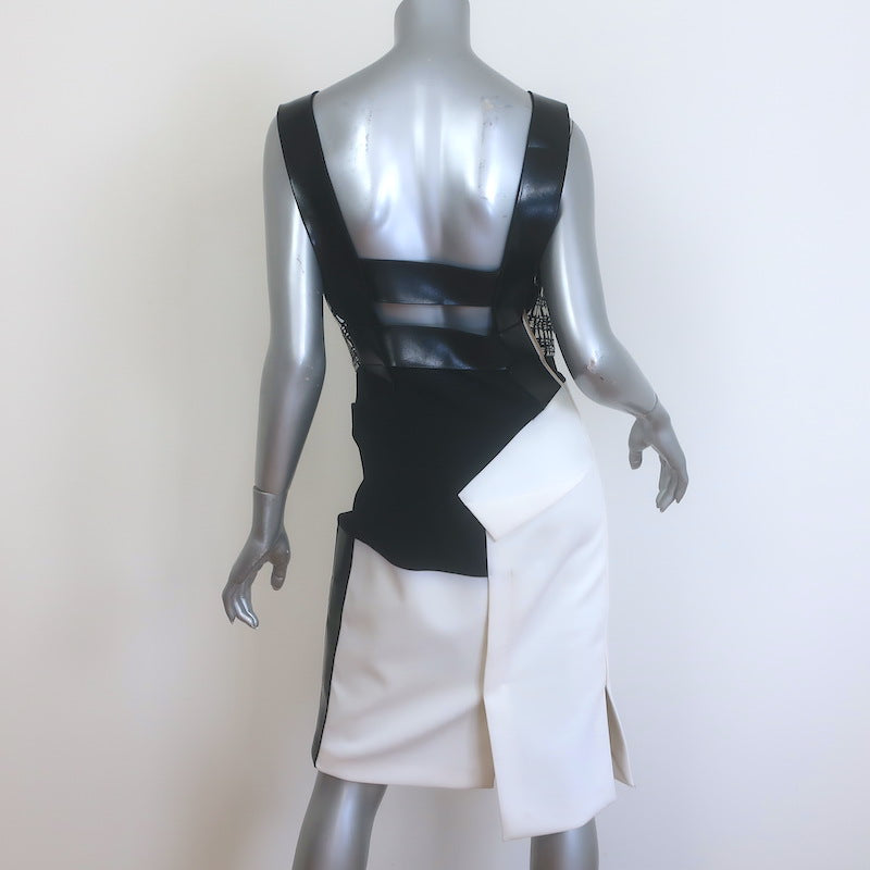 Roland Mouret Colorblock Asymmetric Sheath Dress White/Black Size US 8