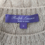 Ralph Lauren Collection Cable Knit Cashmere Sweater Taupe Size Medium