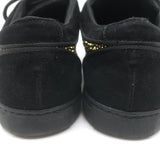 Louis Leeman Crystal-Embellished Low Top Sneakers Black/Gold Suede Size 44