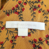 Jonathan Simkhai Peplum Top Mustard Floral Print Hammered Satin Size Small