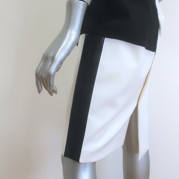 Roland Mouret Colorblock Asymmetric Sheath Dress White/Black Size US 8