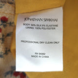 Jonathan Simkhai Peplum Top Mustard Floral Print Hammered Satin Size Small