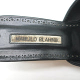 Manolo Blahnik Otawi Crisscross Mules Black Leather Size 41 Open Toe Sandals