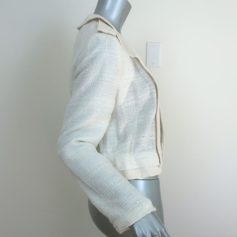 Chloe Open-Front Jacket Cream Embellished Cotton-Blend Size 40