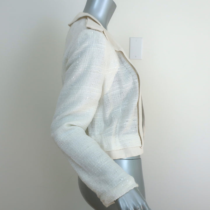 Chloe Open-Front Jacket Cream Embellished Cotton-Blend Size 40