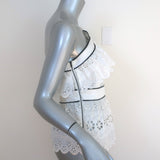 Self-Portrait Broderie Anglaise One-Shoulder Frill Top White Size US 6