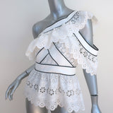 Self-Portrait Broderie Anglaise One-Shoulder Frill Top White Size US 6