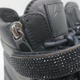 Giuseppe Zanotti Coby Crystal-Strap High Top Sneakers Black Leather Size 42