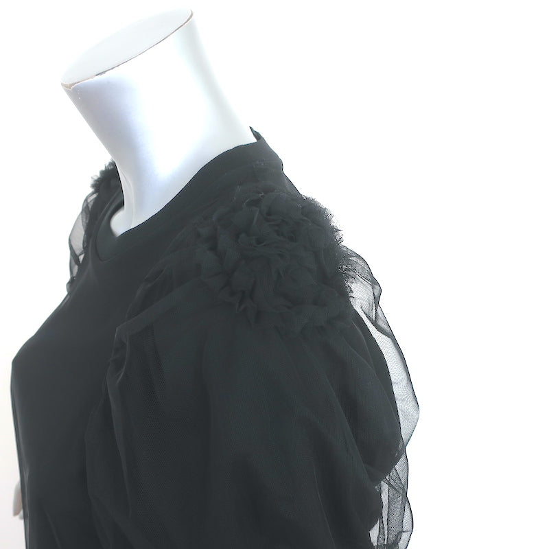 Simone Rocha Tulle Overlay Puff Sleeve Top Black Size Extra Small