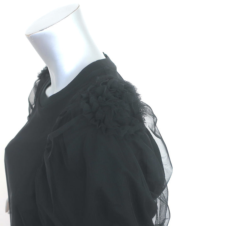 Simone Rocha Tulle Overlay Puff Sleeve Top Black Size Extra Small