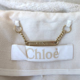 Chloe Open-Front Jacket Cream Embellished Cotton-Blend Size 40