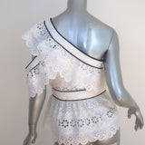 Self-Portrait Broderie Anglaise One-Shoulder Frill Top White Size US 6