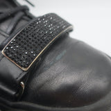 Giuseppe Zanotti Coby Crystal-Strap High Top Sneakers Black Leather Size 42