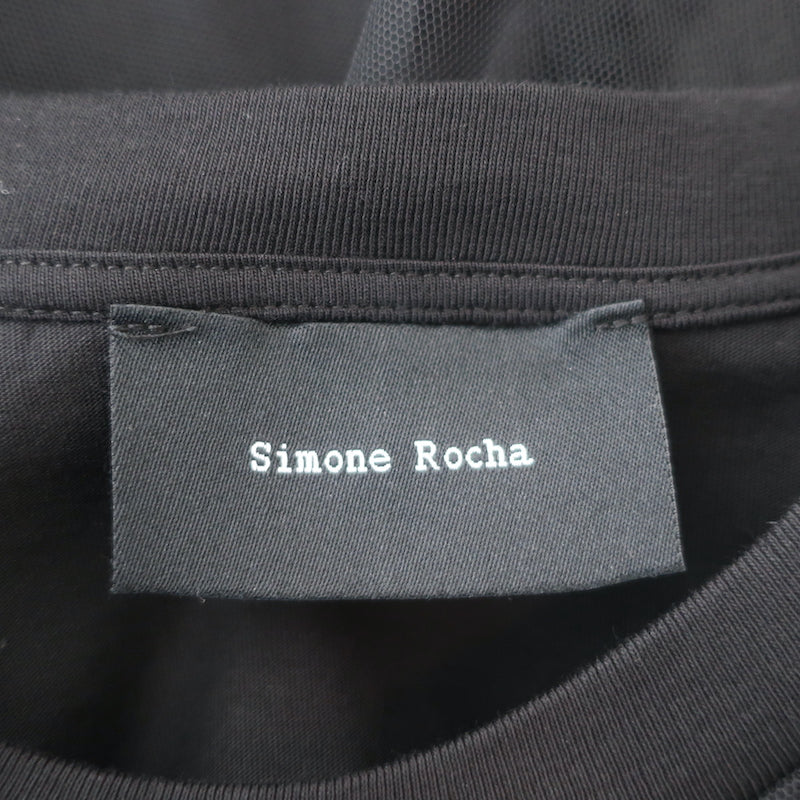 Simone Rocha Tulle Overlay Puff Sleeve Top Black Size Extra Small
