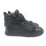 Giuseppe Zanotti Coby Crystal-Strap High Top Sneakers Black Leather Size 42