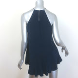Zimmermann Halter Neck Swing Tank Top Navy Ruffled Silk Size 0