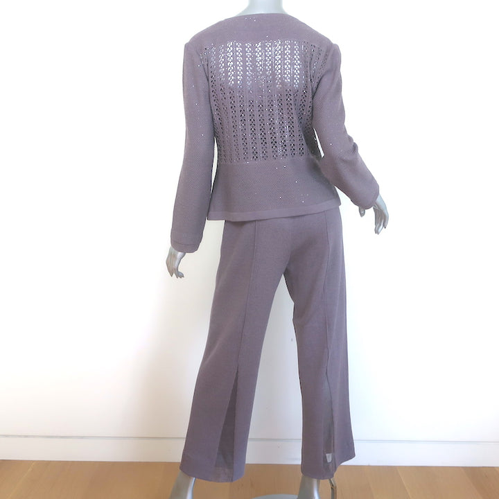 St. John Evening Sequined Cardigan &amp; Pull-On Pants Set Lavender Size 8/10