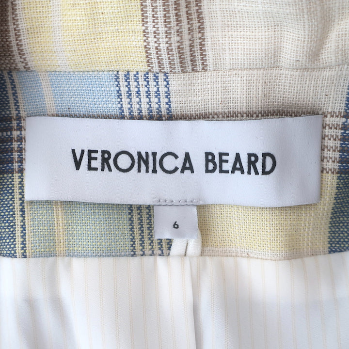 Veronica Beard Clayton plaid dickey jacket in powder blue and yellow, cotton-blend, authentic pre-owned luxury, size 6
