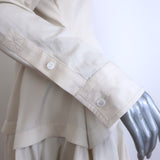 Bottega Veneta Layered Shirtdress Seashell Cotton Size 40 Zip-Front Midi Dress