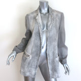 Avant Toi mixed-media blazer, gray linen-blend open-front jacket, size S, pre-owned luxury, gently worn