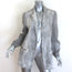 Avant Toi Mixed Media Blazer Gray Linen-Blend Size Small Open-Front Jacket
