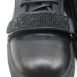 Giuseppe Zanotti Coby Crystal-Strap High Top Sneakers Black Leather Size 42