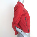 R13 Cafe Racer Cropped Biker Jacket Red Leather Size Large