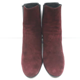Saint Laurent Chelsea Boots Burgundy Suede Size 37 Mid-Heel Ankle Boots