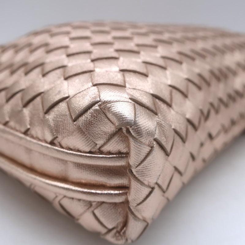 Bottega Veneta Nodini Crossbody Bag Rose Gold Metallic Intrecciato Leather