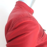 R13 Cafe Racer Cropped Biker Jacket Red Leather Size Large