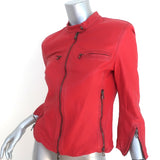 R13 Cafe Racer Cropped Biker Jacket Red Leather Size Large