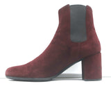 Saint Laurent Chelsea Boots Burgundy Suede Size 37 Mid-Heel Ankle Boots