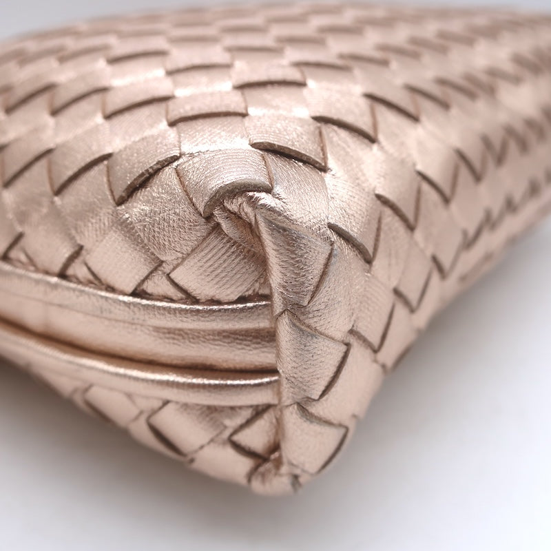 Bottega Veneta Nodini Crossbody Bag Rose Gold Metallic Intrecciato Leather