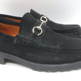 Gucci Horsebit Loafers Black Suede Size 10.5 Slip-On Flats