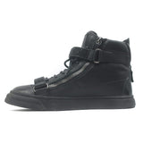 Giuseppe Zanotti Coby Crystal-Strap High Top Sneakers Black Leather Size 42