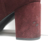 Saint Laurent Chelsea Boots Burgundy Suede Size 37 Mid-Heel Ankle Boots