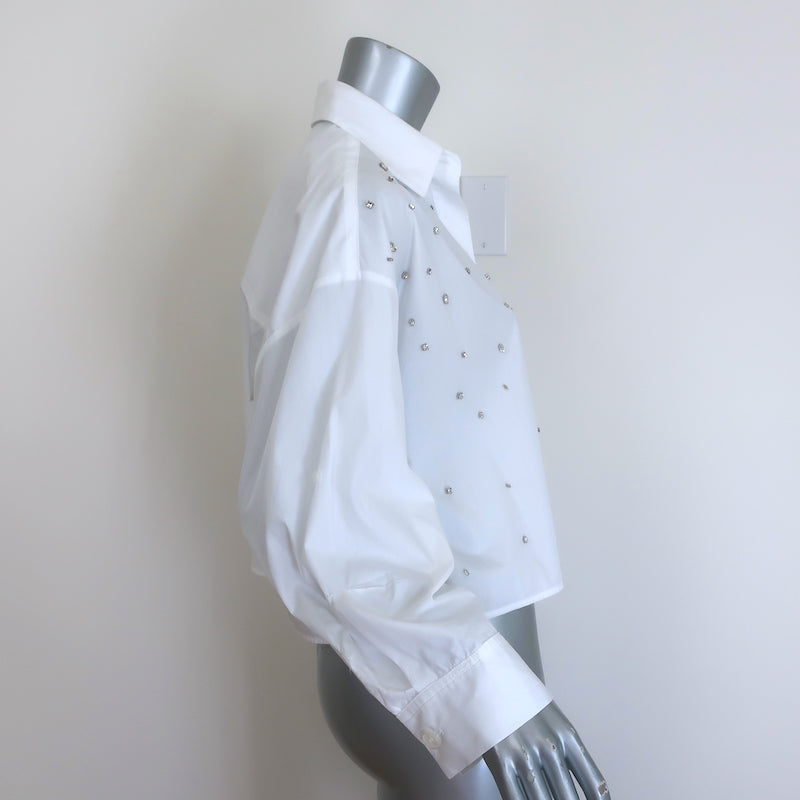 TWP Next Ex Crystal-Embellished Cropped Shirt White Size Extra Small/Small