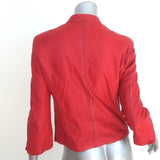 R13 Cafe Racer Cropped Biker Jacket Red Leather Size Large