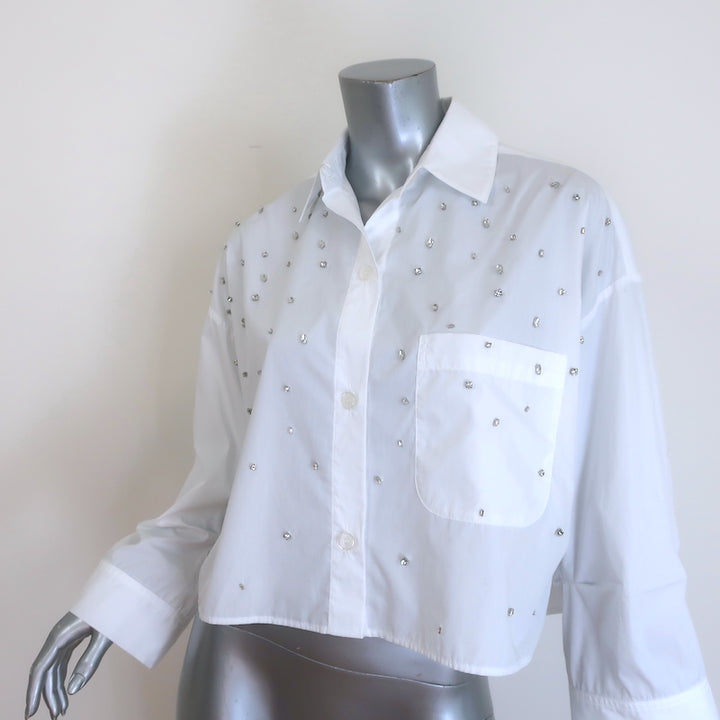TWP Next Ex Crystal-Embellished Cropped Shirt White Size Extra Small/Small