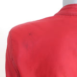 R13 Cafe Racer Cropped Biker Jacket Red Leather Size Large