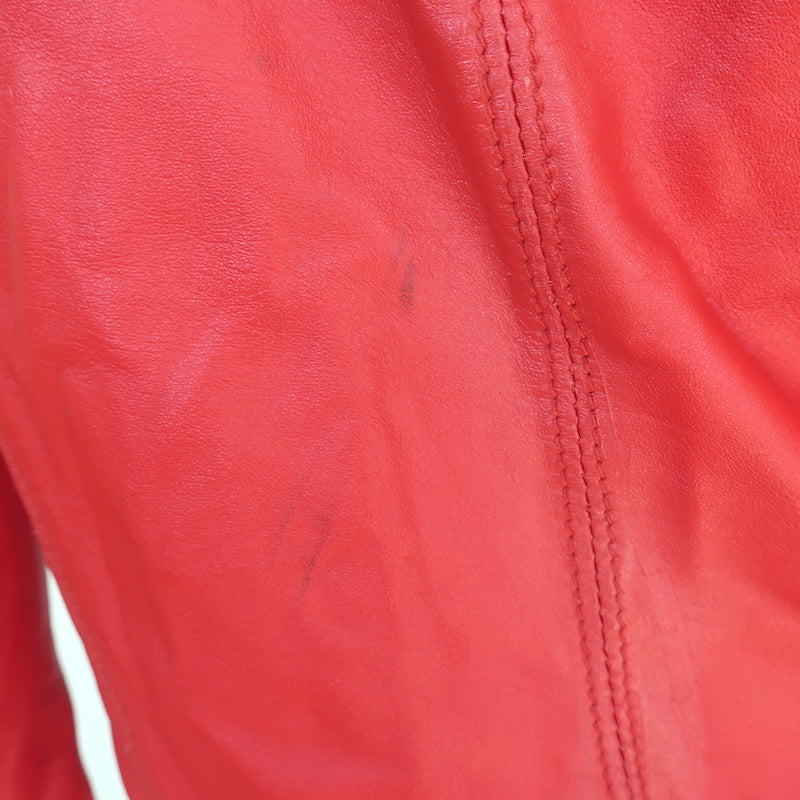R13 Cafe Racer Cropped Biker Jacket Red Leather Size Large