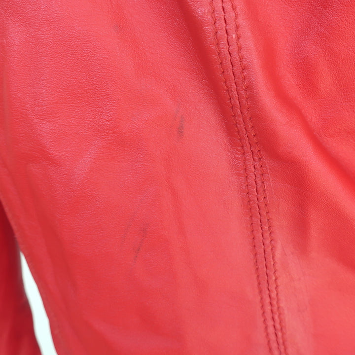 R13 Cafe Racer Cropped Biker Jacket Red Leather Size Large