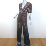 Trina Turk Asandra Puff Sleeve Ombre Sequin Jumpsuit Dark Gold Size 6 NEW