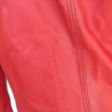 R13 Cafe Racer Cropped Biker Jacket Red Leather Size Large