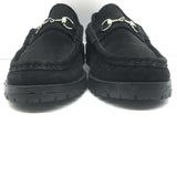 Gucci Horsebit Loafers Black Suede Size 10.5 Slip-On Flats